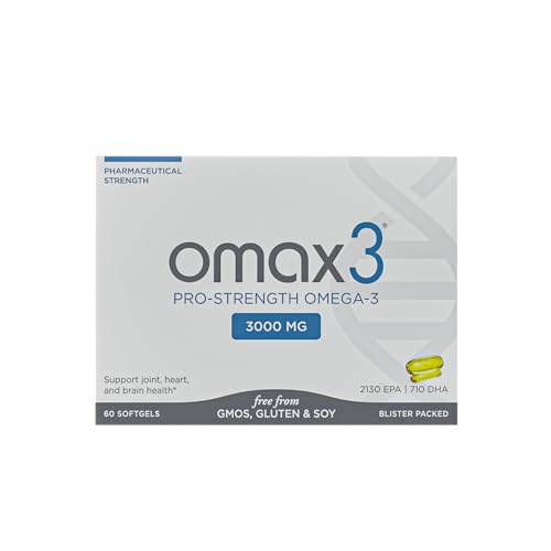 Omax3 Professional Strength Ultra-Pure Omega-3 Fish Oil - 1000 mg - Maximum Joint & Muscle Support - EPA DHA - NSF Certified - 60 Softgel Blister Pack