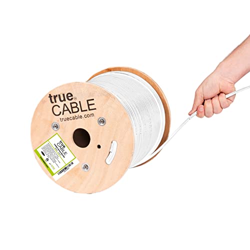trueCABLE Cat6A Direct Burial, 500ft, Waterproof, Outdoor Rated CMX, White, 23AWG Solid Bare Copper, 750MHz, ETL Listed, Unshielded UTP, Bulk Ethernet Cable