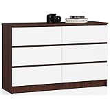 Mueble de entrada, cómoda y cajonera con 6 cajones, consola de entrada, cómoda moderna, aparador de entrada, cómoda de salón, mueble de salón moderno, dimensiones: 120 x 77 x 40 (wengue/blanco)