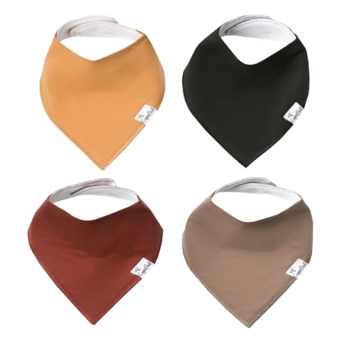 Image of Copper Pearl 4 Pack Soft Cotton Baby Bibs for Drooling and Teething, Absorbent Drool Bibs for Baby Girl and Boy, Adjustable to Fit Newborns to Toddlers, Tons of Styles (Dune)