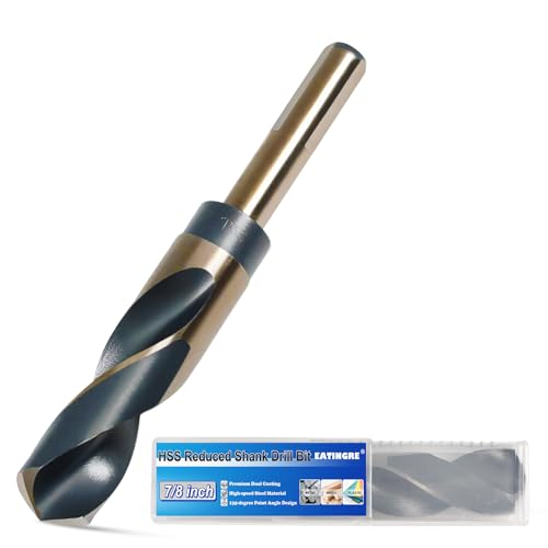 7/8 Inch Drill Bit Reduced Shank High Speed Steel Bit with 1/2 Shank HSS 4241 Black & Gold Drill Bits for Mild Steel Metal and Hard Wood