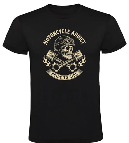 Genérico Motorcykelmissbrukare T-shirt – dödskalle och kolvar | motorcykelkläder | present till motorcykelälskare 100 % bomull, svart, XXL