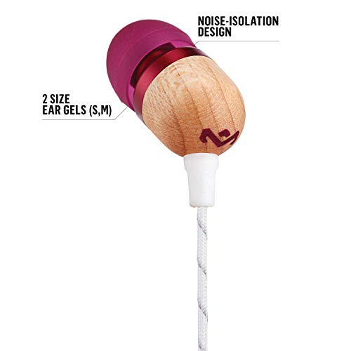 Image of House of Marley, Smile Jamaica Wired In-Ear Headphones - In-line Microphone with 1-Button Remote, Noise Isolating, Durable, Tangle Free Cable, EM-JE041-PU Purple