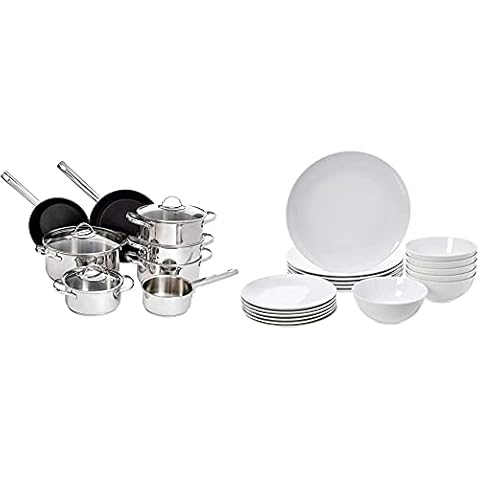 Amazon Basics 11-teiliges Kochgeschirr-Set - Edelstahl Cover