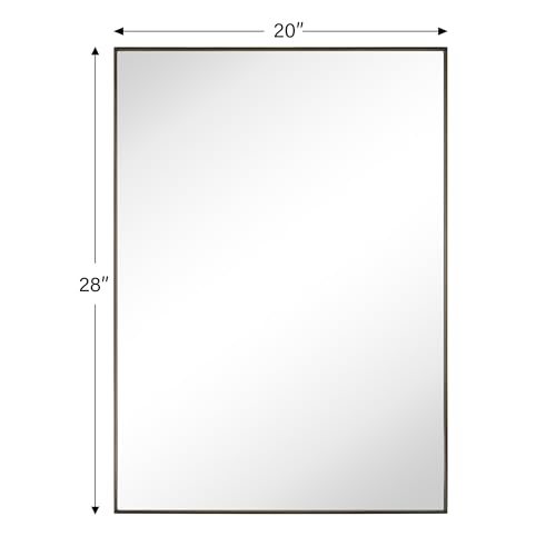 Image of TEHOME Oil Rubbed Bronze Bathroom Vanity Mirror with Squared Corners, 20x28'' Dark Bronze Rectangle Stainless Steel Metal Framed Mirror for Bathroom