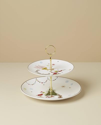Lenox 897085 Merry Grinchmas Dinnerware 2-Tiered Server, Christmas & Holiday Hosting