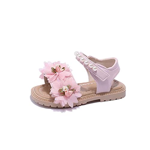 Toddler Girl Shoes Breathable Shoes Girl Flower Decorative Sandals Soft Soled Sandals Princess (Pink, 12.5 Little Child)