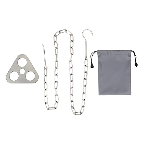 LAb355 Ensemble de grille de camping portable en acier inoxydable avec support réglable amovible pour barbecue extérieur à suspendre pour camping et randonnée