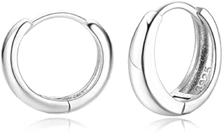 Finrezio 925 Sterling Silver Minimalist Hoop Earrings for Women Hypoallergenic Small Sleeper Square and Rectangle Star Heart Huggies Hoops for Birthday Valentine's Day
