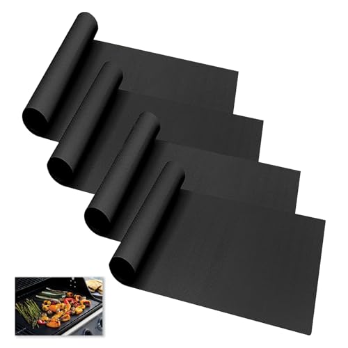 Paquete de 4 forros de horno para la parte inferior del horno de 40 cm x 50 cm, de teflón de 0,2 mm de grosor, antiadherentes, para hornos asistidos por ventilador, reutilizables y fáciles de limpiar