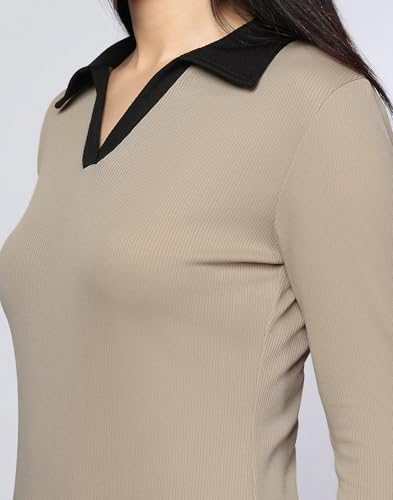 Image of Selvia Women's Trendy Ragular Fit Western Top, Ribbed Lycra TN-Shirt for Woman Stylish.