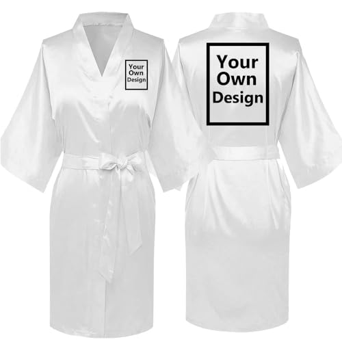 JPHCHSC Personalizadas Bata de novia para dama de honor Personalizadas Tu Foto ó diseño en una novia Kimono con Tú Frase e Imagen para Bodas para Dormi NT02C