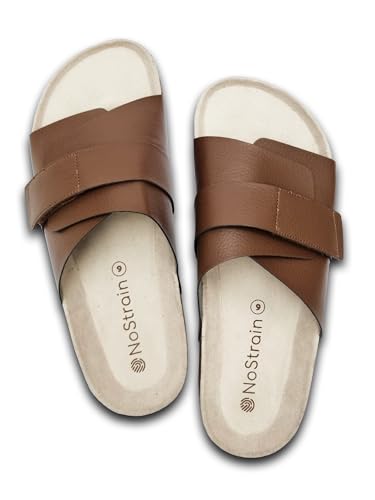 Image of NoStrain Men's Cork Sandals with Double Layered | Stylish Vegan Leather Sandals | Stylish, Comfortable & Sustainable | Environment Friendly | Casual and Formal Wear