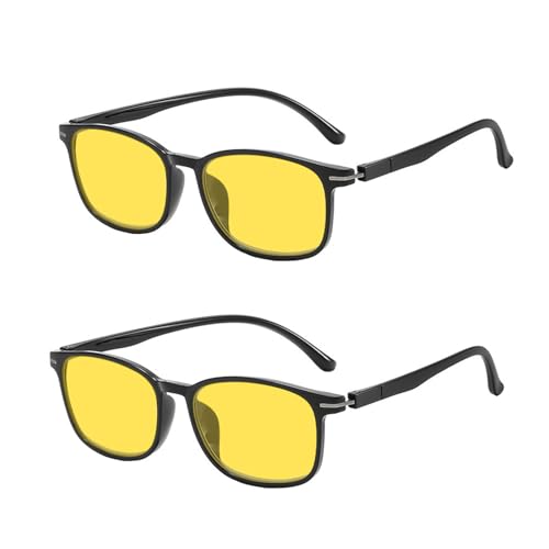 ZEMINRI 2 Pack Lunettes Conduite de Nuit Verres Jaunes Lunette Vision Nocturne pour la Nuit, les Jours de Pluie et de Brouillard Vision Améliorée Night...