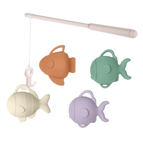 Image of haakaa Baby Bath Fishing Toy Set, Mold Free Food Grade Silicone Bathtub Fishing Toy for Toddler & Kids Ages 3-5, BPA-Free Floating Bath Tub Toys for 3 Years+