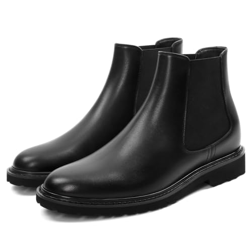 Image of CHAMARIPA Men's Invisible Height Increasing Boots - 3.15 inch Taller | Premium Calfskin Upper, Elastic Side Panels For Easy Slip-On, Suitable For Office Work & Daily Occasions