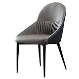 Sillas de Comedor de Cuero para Cocina, sillas de salón, Asiento ergonómico, Patas de Metal de Acero al Carbono Negro Resistente (Color: Gris Oscuro)