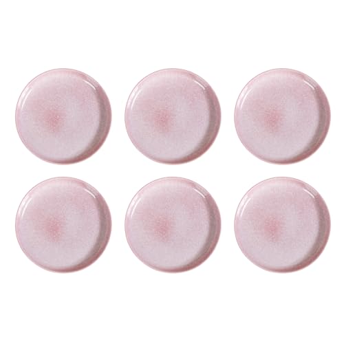 Image of Nestasia Ceramic Set of 6 Dinner Plates (10 Inch Each) - Microwave & Dishwasher Safe Full Plates with Stoneware Texture - Perfect for Home, Kitchen, Dining & Gifting (Pastel Pink)
