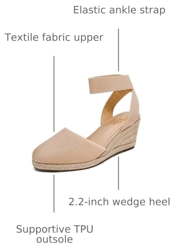 Image of DREAM PAIRS Women's Ankle Strap Wedge Sandals | Espadrilles Sandals, Elastic Ankle Strap, Cushioned Comfort for Summer Outfit, Fashion Dressy Shoes