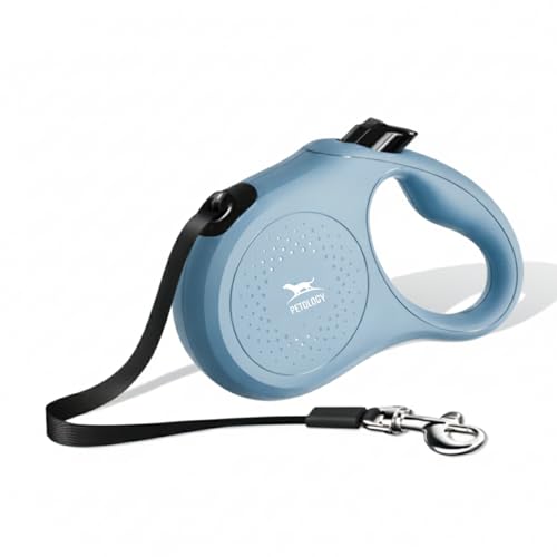 Image of Petology Retractable Dog Leash | 3 Meter (10ft) Nylon Tape | for Dogs Upto 12kgs | Heavy Duty Rope, 360 Tangle-Free, One-Hand Brake & Lock System, Anti-Slip Comfortable Grip