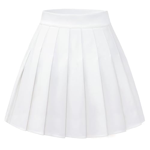 Timormode - Gonna da donna plissettata mini skater basic per la scuola cheerleader, bianco, M