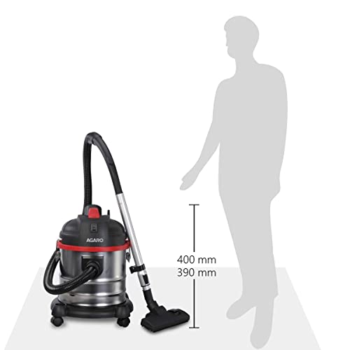 AGARO Ace 1600 Watts, 21.5 kPa Suction Power, 21 litres Wet & Dry Stainless Steel Vacuum Cleaner with Blower Function and Washable Dust Bag AGARO Ace 1600 Watts, 21.5 kPa Suction Power, 21 litres Wet & Dry Stainless Steel Vacuum Cleaner with Blower Function and Washable Dust Bag