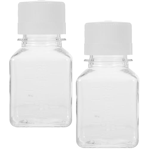 DEARMAMY 2 Stück Kunststoff Serumflaschen mit Skala Stabile Reagenzflaschen für Labor Medizin Engmaschige Öffnung Auslaufsicher Transparent Vielseitig Verwendbar