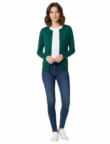 Image of Allsense Women's Long-Sleeve Crewneck Cardigan | Classic Button Down Sweater, Soft Fine Knit, Lightweight