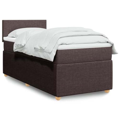 Brokky Cama Box Spring con colchón somier Mueble Cama Estructura Cama Bed Frame Cama con colchon Tela marrón Oscuro 100x200 cm - 3289663