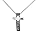 Joielavie Halskette Anhänger für Herren aus Stahl mit Kreuz Kreuz Kreuz Puzzle 5 schwarze Zirkonia Religion Schmuck Geschenk