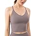 Femmes Sport Soutien-Gorge V-Neck Stretch Bralette sans Fil pour Femmes Spaghetti Strap Cross Bretelles Yoga Soutien-Gorge Haut avec Coussin Amovible(M-Rocher Lunaire)