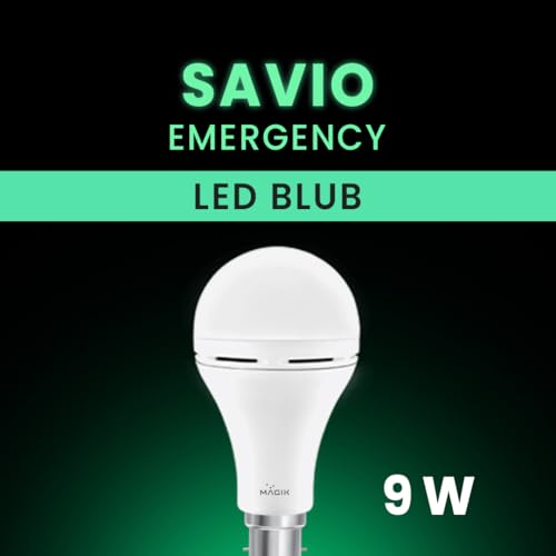 Image of MAGIK Savio 9W LED Rechargeable Emergency Bulb | 6500K Cool White | 4-Hour Backup | B22 Base | Energy Efficient Light for Power Cuts | Pack of 1