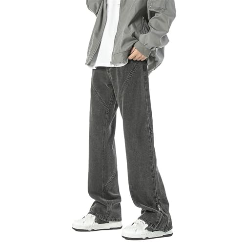 Men's Jeans Zipper Hem Americana Straight Leg Spring Denim Pants