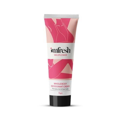 Image of imfresh Wildflower Deodorant Cream For Whole body | Long Lasting Odour Control | Helps in brightening underarms | Alcohol-Free | No Aluminium /No Parabens 75gm, As Seen on Shark Tank
