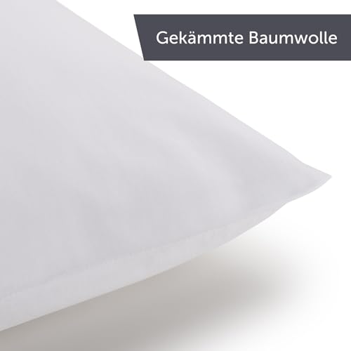 Blumtal Seitenschläferkissen Bezug 40 x 145 (2er Set Kissenbezüge) - Weiß - 100% Baumwolle, Oeko-Tex Zertifiziert, Kissenbezug für Seitenschläferkissen, Kissenhülle mit Reißverschluss