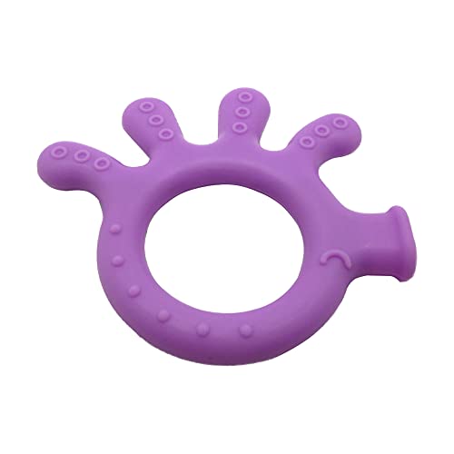 Image of Gadgetime USA Silicone Finger Teether Toy - Handheld Teething Relief for Girls & Boys - Chew Toy - Stimulating & Soft Soothing Chew Toys - BPA Free (Purple)