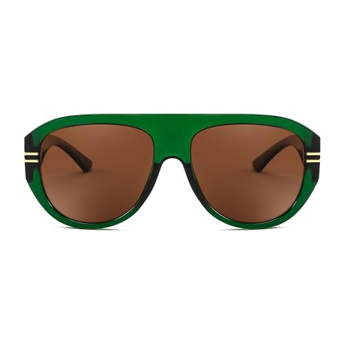 Image of FEISEDY Retro Polarized Aviator Sunglasses for Men Women Trendy 70s Vintage Plastic Frame Sun Glasses B4150