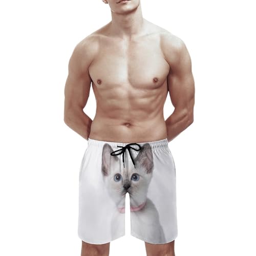 Maillot de bain s&eacute;chage rapide homme chat blanc UMENG S