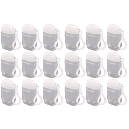 FRCOLOR 18 Pack Travel Size Bottles with Keychain 30ml Clear Refillable Mini Sample Bottles Leakproof Petg Lotion Containers Essentials for Backpack