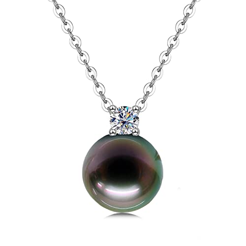 Anniversary Birthday Gfits for Wife - Tahitian Black Pearl Necklace- Gifts for Women Mom Girlfriend Her Christmas Mothers Day Valentine's Day Fine Jewelry Gifts Real 9-10mm Pearls Pendant