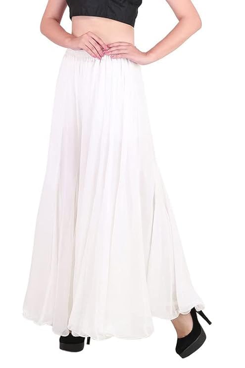 Kvish Regular Loose Fit Solid Colour Georgette Flared Sharara Palazzo for Women-picture-43