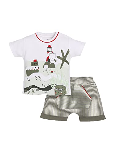 Image of BABY GO 100% Pure Cotton Kids T-Shirt &Shorts for Baby Boys (3-6 Months, OLIVE)