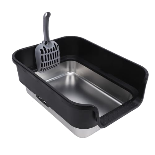 Arenero para gatos acero inoxidable con lados altos miniatura 2