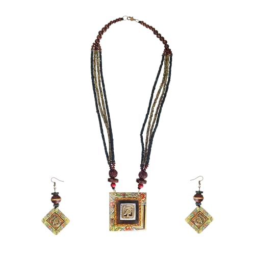Image of AAKRITI ART CREATIONS Handcrafted Women's Jewelry Set - Ethnic Necklace and Earrings, Fashion Accessories for Special Occasions & Celebrations