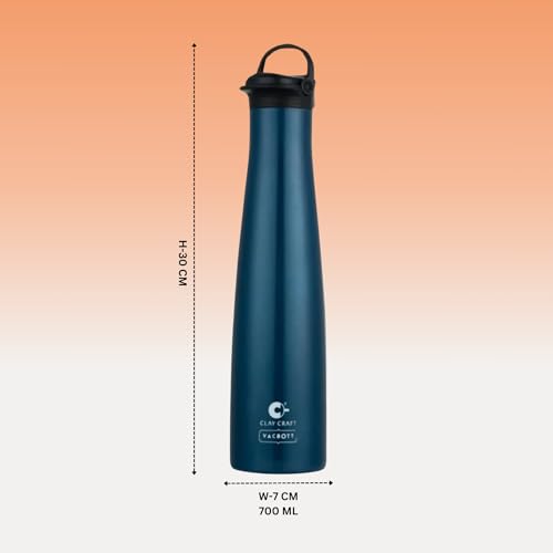 Image of Clay Craft Vacbott Vega Double Walled|18 Hours Hot and 24 Hours Cold Water Bottle Vacuum Insulated|Flask Bottle 650ml|2 Pcs|Home|Kitchen|Hiking|Travel Bottle|BIS Certified|1Year Limited Warranty