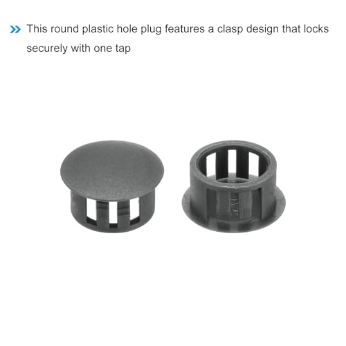 Image of MECCANIXITY 64PCS 16mm(5 /8 inch) Dark Grey Plastic Hole Plugs, Flush Type Panel Hole Plugs Insert End Caps for Locking Hole Tubes Furniture Cabinet
