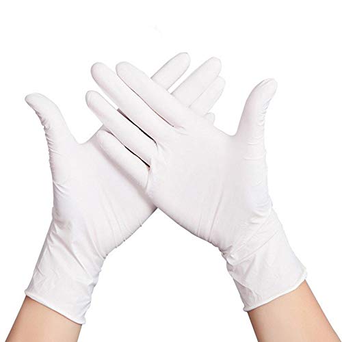 AJAC Disposable PVC Gloves, Thick Transparent Plastic Safety Protective Mittens, Multi-Use for Food Home Cleaning, 100Pcs