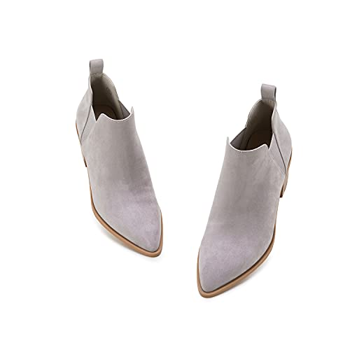 Minshluu Booties for Women Stacked Chunky Heel Ankle Boots Slip on Western Low Heel Chelsea Boots3