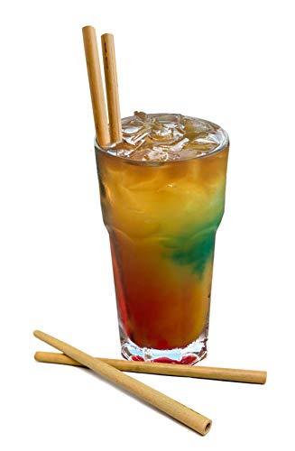 Vin Bouquet FIK 653 - Set di 1 spazzolino e cannucce in bambù. Riutilizzabili. Ideali per cocktail, frullati, succhi di frutta.