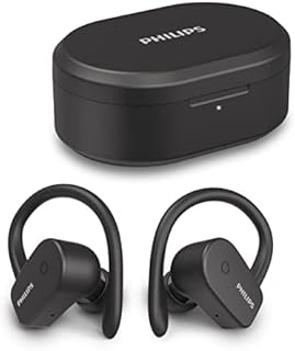 Philips Audio A5205BK/00 In-Ear Sports Headphones Bluetooth Wireless Mono Mode, Built-in Mic, 6-mm Neodymium Drivers, IPX7 Waterproof, Quick Charge, Detachable Ear-hook Design Black